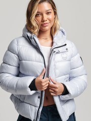 Superdry Blue Hooded Shine Sports Puffer Jacket - Image 2 of 3