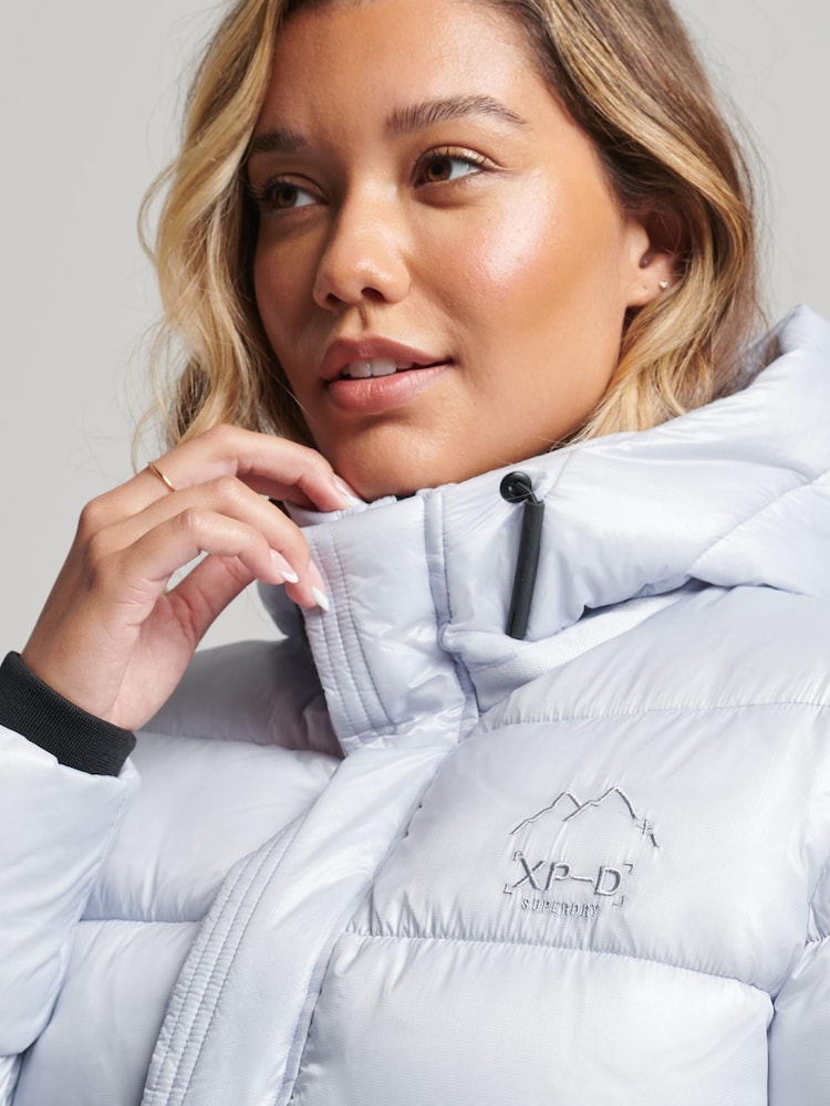 Superdry Blue Hooded Shine Sports Puffer Jacket - Image 3 of 3
