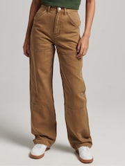 Superdry Brown Wide Leg Carpenter Trousers - Image 1 of 6