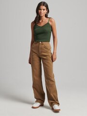 Superdry Brown Wide Leg Carpenter Trousers - Image 3 of 6