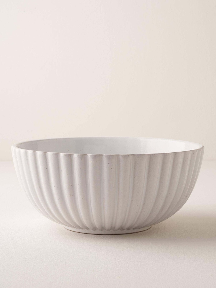 Truly Grey 100% Linen Large Fluted Serving Bowl - Image 2 of 2
