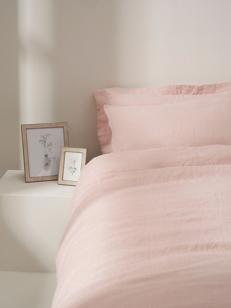 Truly Blush Pink Linen Duvet Cover Double - Image 1 of 3