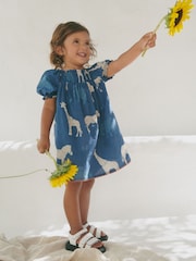 Blue Animals Puff Sleeve Dress (3mths-8yrs) - Image 1 of 11