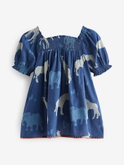 Blue Animals Puff Sleeve Dress (3mths-8yrs) - Image 10 of 11