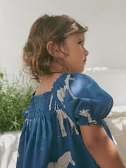 Blue Animals Puff Sleeve Dress (3mths-8yrs) - Image 4 of 11