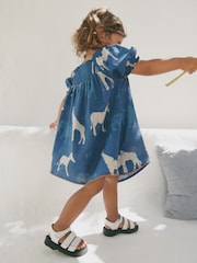 Blue Animals Puff Sleeve Dress (3mths-8yrs) - Image 6 of 11