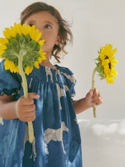 Blue Animals Puff Sleeve Dress (3mths-8yrs) - Image 8 of 11