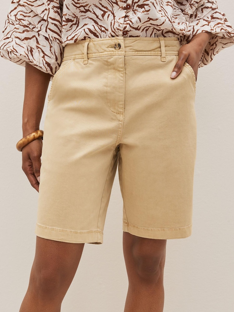 Stone Chino Knee Shorts - Image 1 of 4 Stone Chino Knee Shorts - Image 1 of 4
