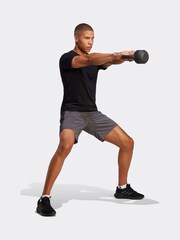 adidas Grey Train Essentials 3-Stripe Shorts - Image 3 of 5