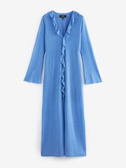 Cobalt Blue Long Sleeve Mesh Ruffle Maxi Dress - Image 5 of 6