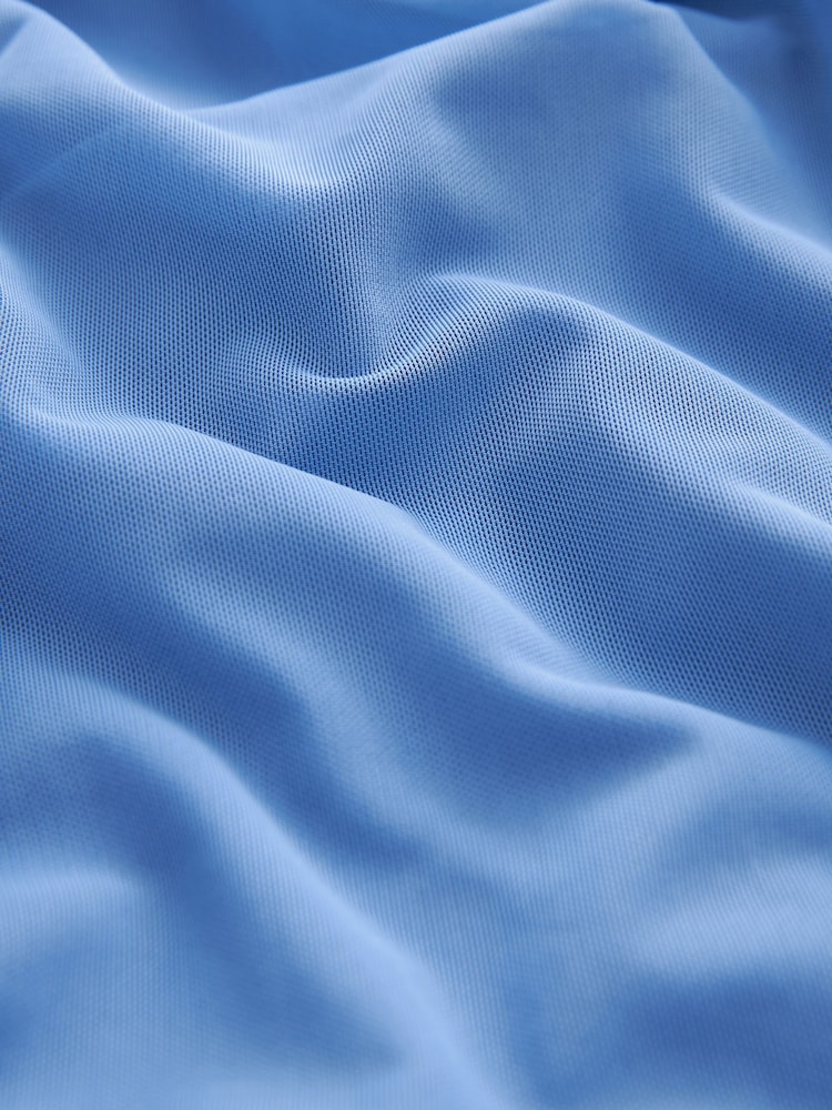 Cobalt Blue Long Sleeve Mesh Ruffle Maxi Dress - Image 6 of 6