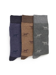 Rodd & Gunn Natural/Grey Dogs-A-Plenty Socks 3 Pack - Image 1 of 2