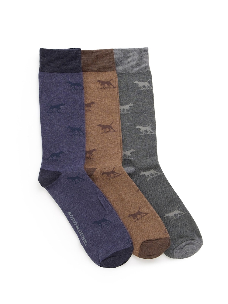 Rodd & Gunn Natural/Grey Dogs-A-Plenty Socks 3 Pack - Image 2 of 2 Rodd & Gunn Natural/Grey Dogs-A-Plenty Socks 3 Pack - Image 2 of 2