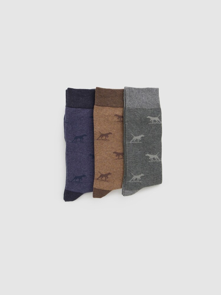 Rodd & Gunn Natural/Grey Dogs-A-Plenty Socks 3 Pack - Image 3 of 3