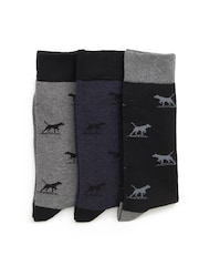 Rodd & Gunn Grey / Black Dogs-A-Plenty Socks 3 Pack - Image 1 of 3