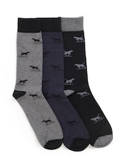 Rodd & Gunn Grey / Black Dogs-A-Plenty Socks 3 Pack - Image 2 of 3