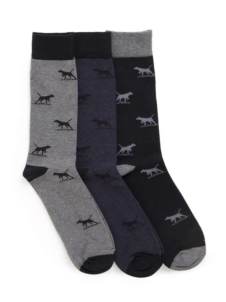 Rodd & Gunn Grey / Black Dogs-A-Plenty Socks 3 Pack - Image 2 of 3 Rodd & Gunn Grey / Black Dogs-A-Plenty Socks 3 Pack - Image 2 of 3