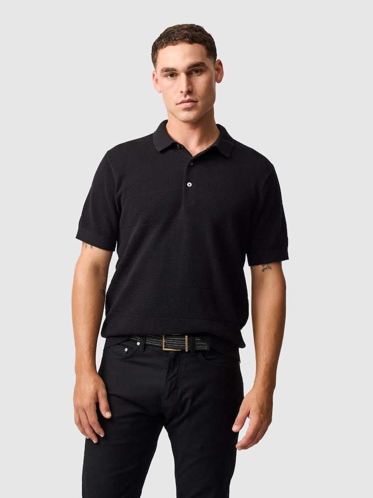 Rodd & Gunn Black Masons Flat Knit Polo Shirt - Image 1 of 5