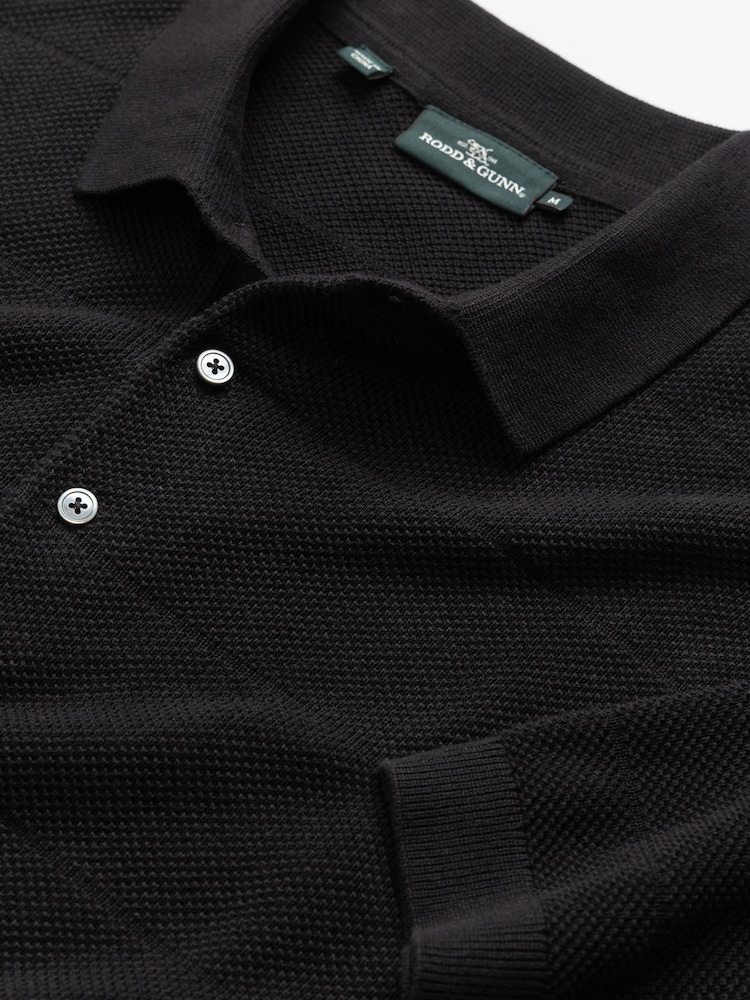 Rodd & Gunn Black Masons Flat Knit Polo Shirt - Image 5 of 5