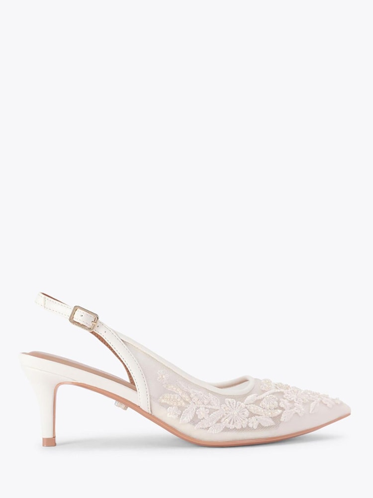 Carvela Cream Positano Lace Sling Heeled Shoes - Image 1 of 4 Carvela Cream Positano Lace Sling Heeled Shoes - Image 1 of 4