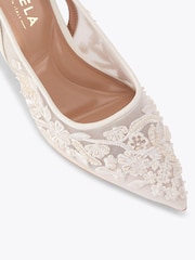 Carvela Cream Positano Lace Sling Heeled Shoes - Image 3 of 4