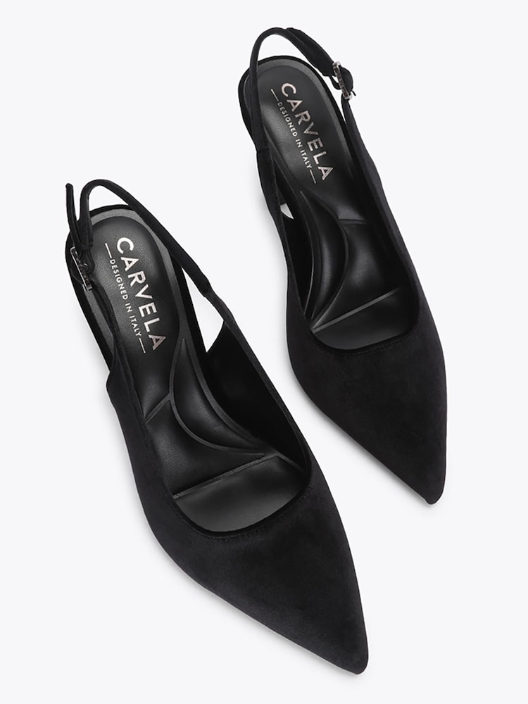 Carvela Black Suede Standard Fit Corletta Sling Court Shoes - Image 2 of 4 Carvela Black Suede Standard Fit Corletta Sling Court Shoes - Image 2 of 4