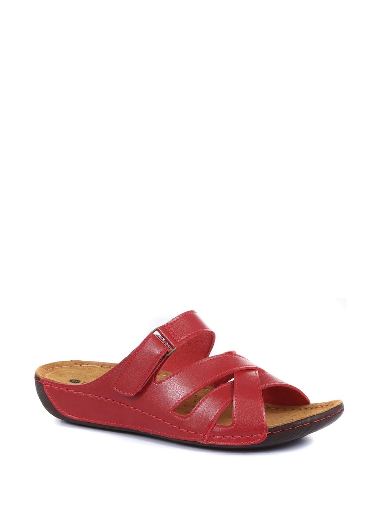 Pavers Red Ladies Touch Fasten Mules - Image 3 of 5