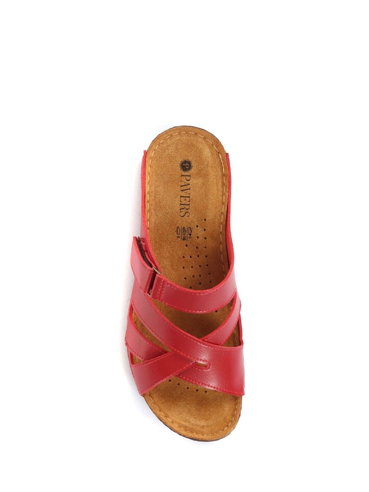 Pavers Red Ladies Touch Fasten Mules - Image 4 of 5