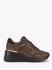 Carvela Brown Divina Embellished Suede Trainers - Image 1 of 4