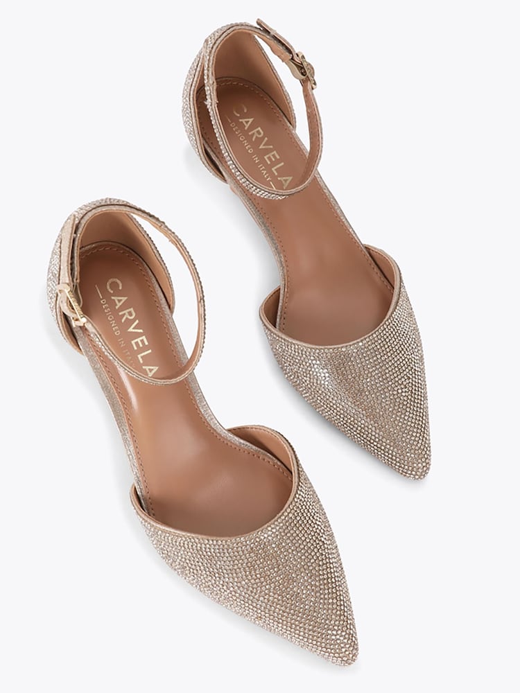Carvela Gold Standard Fit Shinier Court Emebellished Heeled Shoes - Image 2 of 4 Carvela Gold Standard Fit Shinier Court Emebellished Heeled Shoes - Image 2 of 4