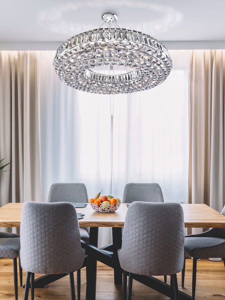 Searchlight Chrome Nettle Chrome Crystal 10Lt Pendant Ceiling Light - Image 1 of 3
