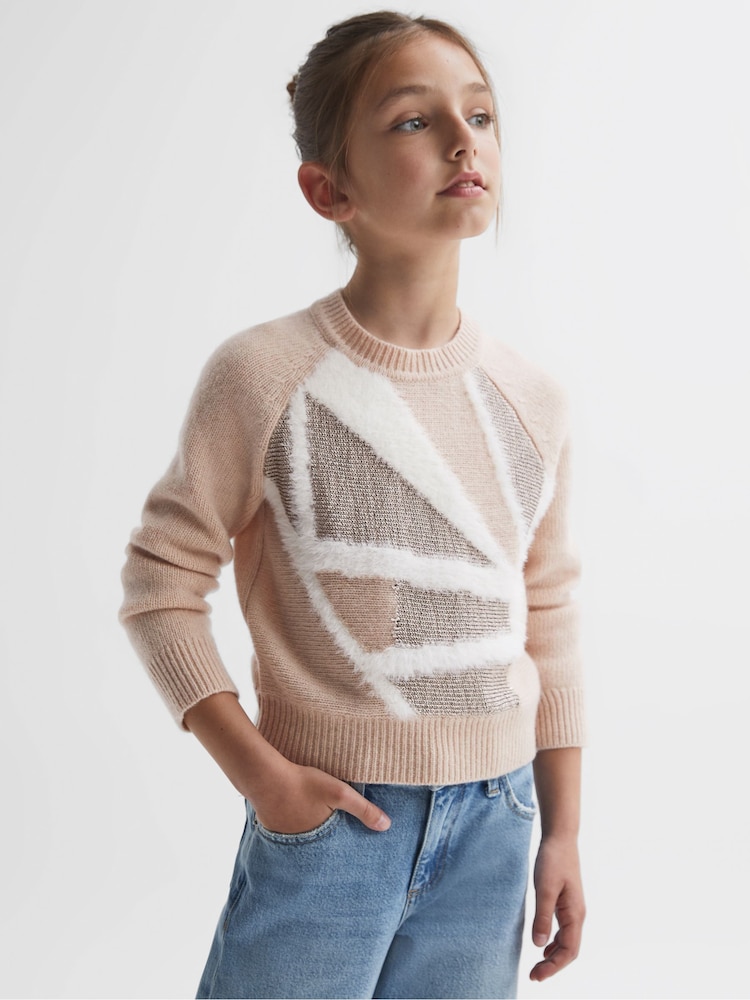 Reiss Pink Madeline 4-9 yrs Fair Isle Pattern Knitted Jumper - Image 1 of 6