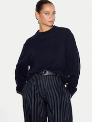 Jigsaw Blue Merino Cashmere Relaxed Jumper - Image 1 of 6