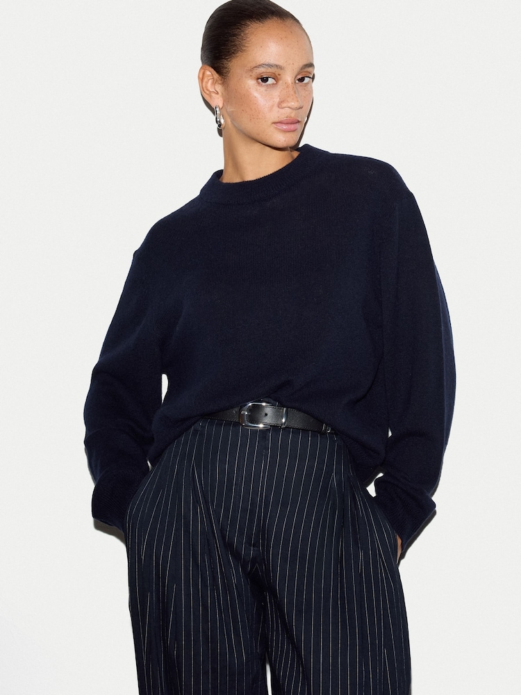 Jigsaw Blue Merino Cashmere Relaxed Jumper - Image 1 of 6 Jigsaw Blue Merino Cashmere Relaxed Jumper - Image 1 of 6
