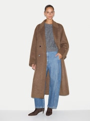 Jigsaw Brown Wool Double Faced Check Coat - Image 1 of 5