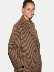 Jigsaw Brown Wool Double Faced Check Coat - Image 2 of 5