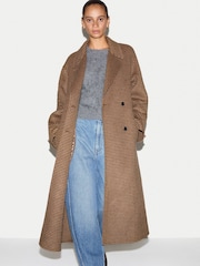 Jigsaw Brown Wool Double Faced Check Coat - Image 5 of 5