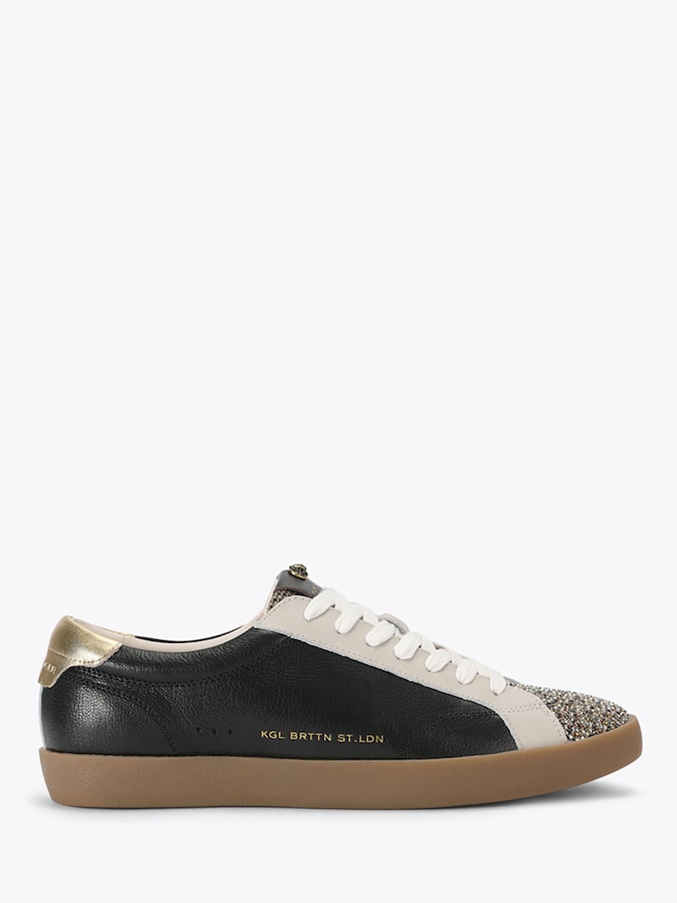 Kurt Geiger London Black/Brown Strand Leather Trainers - Image 1 of 4 Kurt Geiger London Black/Brown Strand Leather Trainers - Image 1 of 4