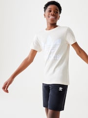 adidas Originals Cream 100% Cotton 3-Stripes T-Shirt - Image 3 of 9