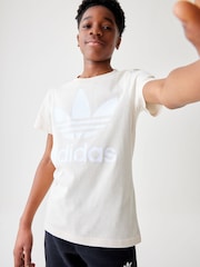 adidas Originals Cream 100% Cotton 3-Stripes T-Shirt - Image 5 of 9