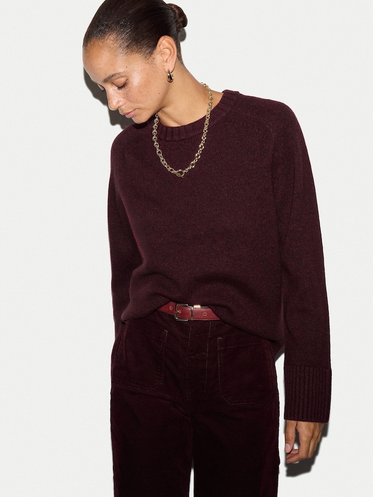 Jigsaw Red Wool Cashmere Saddle Jumper - Image 1 of 6