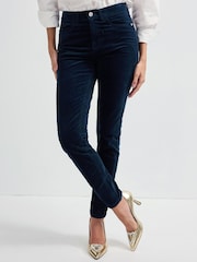 Marineblau/blau - Skinny-Jeans aus Samt - Bild 1 von 6