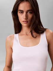 Calvin Klein White Rib Cotton Tank Tops 3 Pack - Image 5 of 6