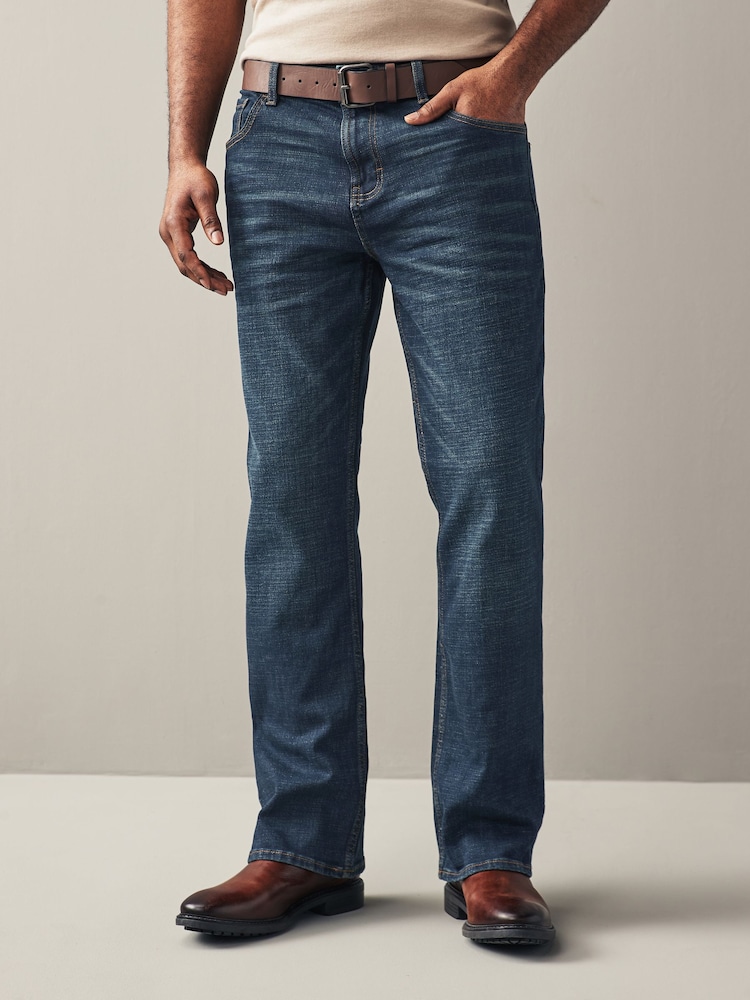 Blue Washed Bootcut Belted Authentic Jeans - Image 1 of 9