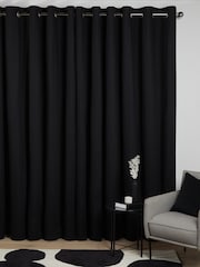 Black Blackout/Thermal Cotton Eyelet Curtains - Image 3 of 7