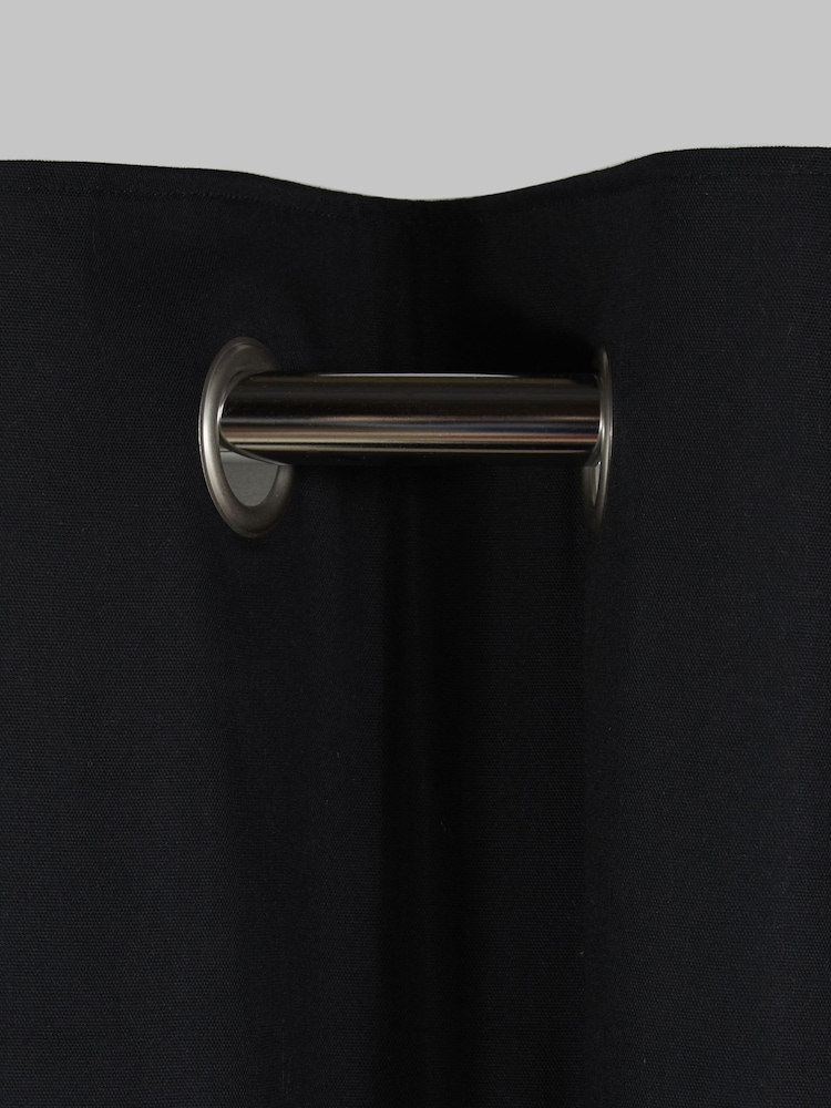 Black Blackout/Thermal Cotton Eyelet Curtains - Image 6 of 7
