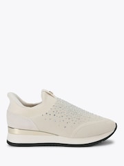 Carvela Cream Arezzo Knit Embellished Trainers - Image 1 of 4