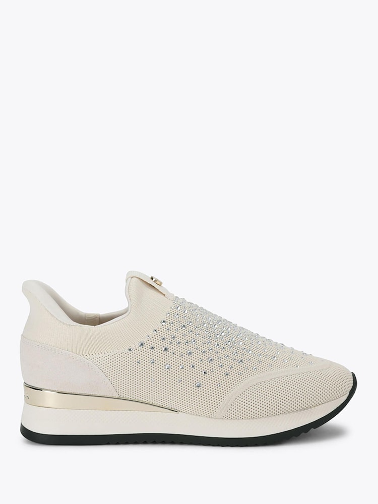 Carvela Cream Arezzo Knit Embellished Trainers - Image 1 of 4 Carvela Cream Arezzo Knit Embellished Trainers - Image 1 of 4