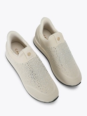 Carvela Cream Arezzo Knit Embellished Trainers - Image 2 of 4