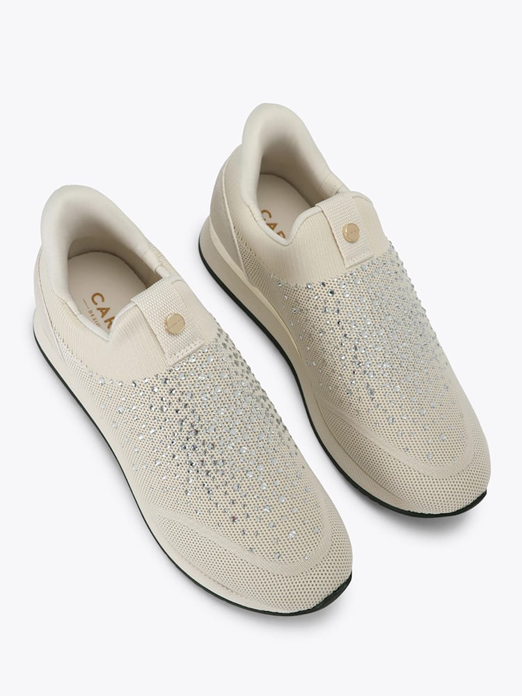 Carvela Cream Arezzo Knit Embellished Trainers - Image 2 of 4 Carvela Cream Arezzo Knit Embellished Trainers - Image 2 of 4